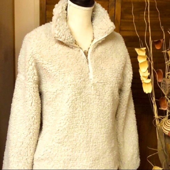 NWT Soft Oatmeal Plush Teddy Bear Pullover Sweater - Picture 3 of 7